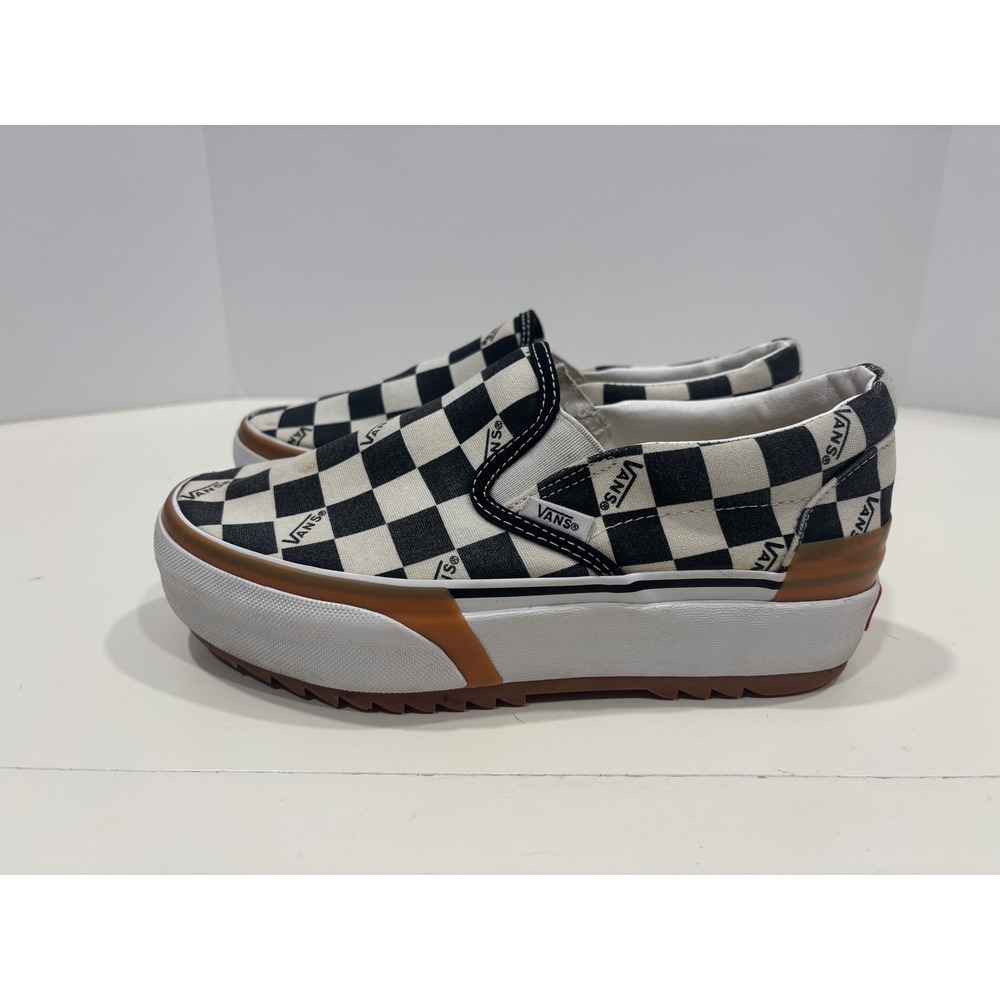Vans Stacked Slip-On Checkerboard Logo Platform Sneakers Womens 8.5 Mens 7.0
